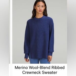 Lululemon merino-wool blend ribbed crewneck sweater, sz10